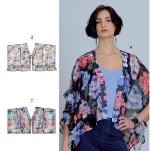McCalls M8000 Sewing Pattern Misses Novelty Tie Front Tops with or Without Ruffle Detailing sz XS-M or L-XXL Uncut