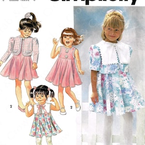 Simplicity 7701 Sewing Pattern for Childs Empire Waist Sleeveless Dress with Optional Collar and Long or Short Sleeved Jacket sz 5-6X Uncut