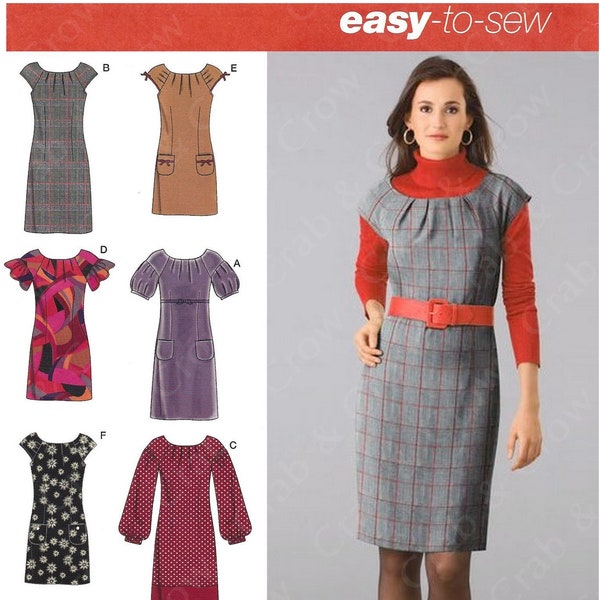 Simplicity 2846 Sewing Pattern for Misses Easy to Sew Dress or Mini Dress with Sleeve Variations sz 4-12 or 12-20 Uncut