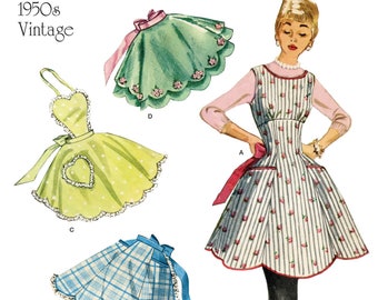 Simplicity S9311 Sewing Pattern Misses Vintage 1950s Reproduction Aprons sz S-L Uncut