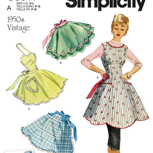 Simplicity S9311 Sewing Pattern Misses Vintage 1950s Reproduction Aprons sz S-L Uncut