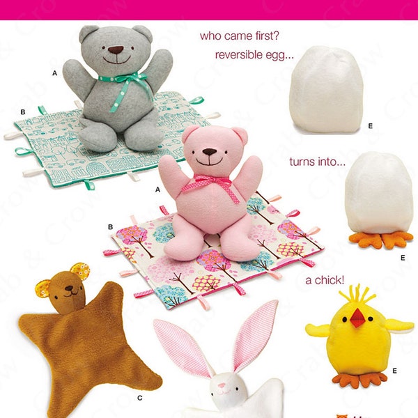 Simplicity 1681 Sewing Pattern for Bear Blanket Animal Blanket Chick Toy by Abby Glassenberg Designs Uncut