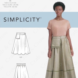 Simplicity S9144 Sewing Pattern Misses Circle Skirt in Three Lengths with Pocket Belt sz 6-14 or 14-22 Uncut