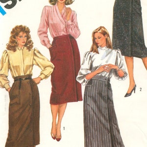 Simplicity 6122 Sewing Pattern for Misses Vintage 80s Slim Side Buttoned Skirts in Three Lengths sz 10 Uncut