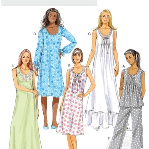Butterick B5792 Sewing Pattern Misses  Ruffled Top Night Gown and Pants sz XS-M or L-XXL Uncut