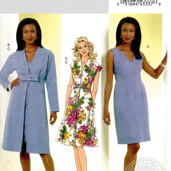 Butterick B5459 Sewing Pattern Misses Easy Lined Jackets and Close Fitting Vneck Dress sz 16-24 Uncut