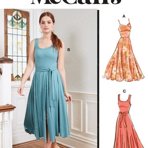 McCalls M8215 Sewing Pattern Misses Fit and Flare Knit Dresses with Bodice and Skirt Length Options sz 8-16 Uncut