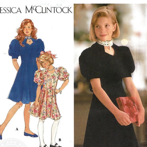 Simplicity 8790 Sewing Pattern Jessica McClintock Knee Length Princess Seamed Dress Sweetheart Neckline Optional Collar Band 12-14 Uncut