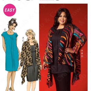 May include: A sewing pattern for a women's dress and pants. The pattern is for sizes 18W-20W-22W-24W. The pattern is called McCall's M7029 and is labeled "Easy".