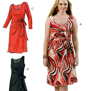 McCalls M6363 Sewing Pattern Womens Plus Size Pullover Side Tie Knit Dresses in Two Lengths with Sleeve Variations sz 18W-24W Uncut