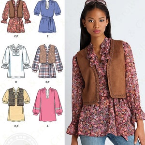 Simplicity 2310 Sewing Pattern Misses Easy to Sew Tunic Tie Belt and Vest sz 6-18 Uncut