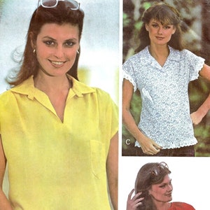 McCalls 6138 Sewing Pattern for Misses Vintage 70s Set of Pullover Tops sz Small Uncut
