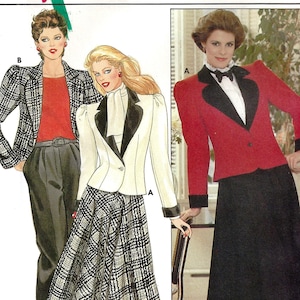 Butterick 6028 Sewing Pattern Misses Lined Notch Collar Jacket Bias Flared Skirt and Tapered Pants sz 10 Uncut