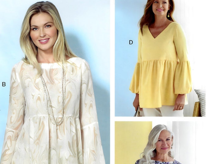 Butterick B6486 Sewing Pattern Misses Loose Fitting Pullover Tops With ...