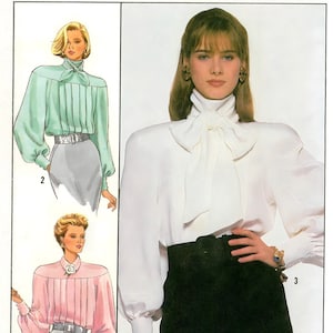 Simplicity 8955 Sewing Pattern Misses Vintage 80s Back Buttoned Pleat Interest Blouses sz 12 Uncut