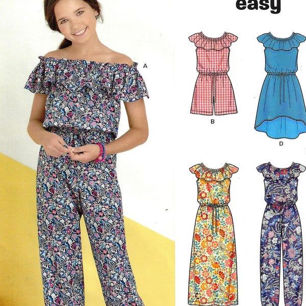 New Look 6444 Sewing Pattern Girls Dress and Jumpsuit in Two Lengths Tweens Series sz 8-16 Uncut