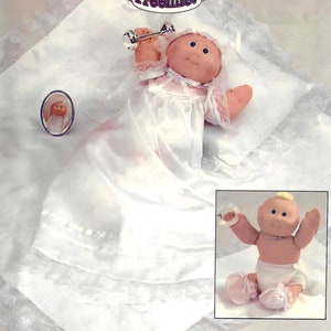 Vintage 80s Butterick Cabbage Patch Kids 3387 Sewing Pattern Preemie Baby Christening Gown Bonnet Dress Booties Diaper Uncut