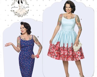 Simplicity S9291 Sewing Pattern Misses Close Fitting Sleeveless Dress Adjustible Straps and Skirt Variations by Gertie 6-14 or 14-22 Uncut