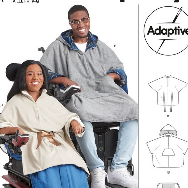 Simplicity S9671 Sewing Pattern Poncho with Detachable Hood and Wheelchair Blanket sz S-L Uncut