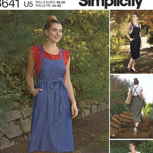 Simplicity 8641 Sewing Pattern Misses Sleeveless Jumper Dress with Bodice Skirt and Lengths Variations sz 6-14 or 16-24 Uncut