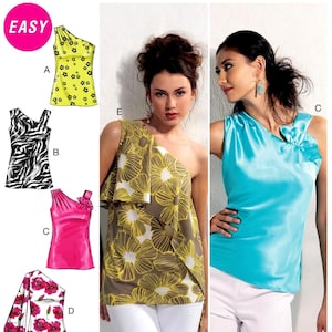 McCalls M6562 Sewing Pattern Misses Easy Pullover Bias Lined Tops with Sleeve Variations sz XS-M or L-XXL Uncut