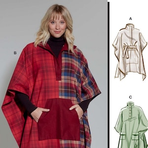 Mccalls M8347 Sewing Pattern for Misses Poncho in Three Stylish Options ...