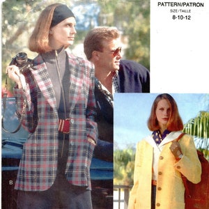 Vogue 8116 Sewing Pattern Misses Very Loose Fitting Lined Below Hip Jacket with Collar Variations sz 8-12 Uncut