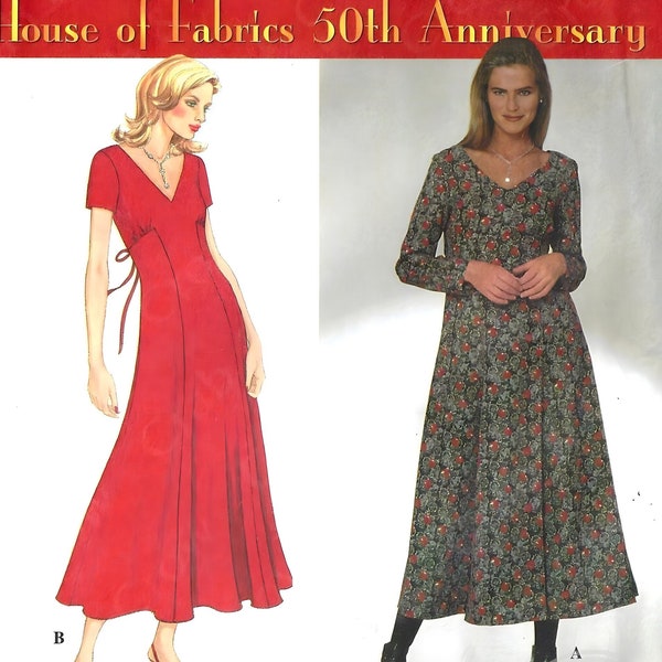 Simplicity 0681 Sewing Pattern Misses Short or Long Sleeve Fit ad Flare Vneck Dress Bust Gathers Detailing 8-18 Uncut