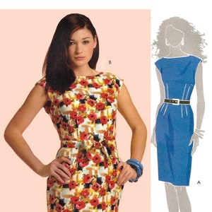 McCalls M5845 Sewing Pattern Misses Fitted Lined Dress with Low Cut Back and Belt sz 4-10 or 12-18 Uncut
