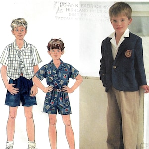 Simplicity 7070 Sewing Pattern Childs Boys Jacket Vest Shirt Pants and Shorts sz 3-6 Uncut