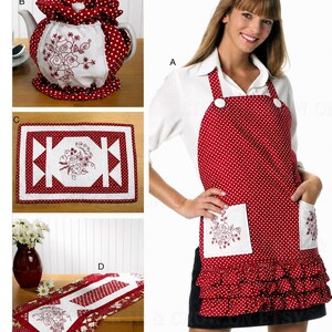McCalls M6300 Sewing Pattern Misses Apron Tea Cozy Placemat and Runner Uncut