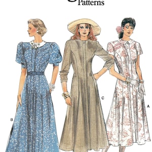 Vogue 9839 Sewing Pattern Misses Vintage 80s Concealed Placket Dresses with Collar and Sleeve Variations sz 6-10 Uncut