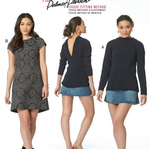 May include: Sewing pattern for a dress with a back cutout. The pattern is for sizes 4-6-8-10-12. The pattern is by McCall's and is called "The Palmer/Pletsch Tissue Fitting Method".
