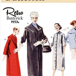 Butterick B6957 Sewing Pattern Misses Retro 1950s Slim Fitting Coats with Collar and Length Variations sz 6-14 or 16-24 Uncut