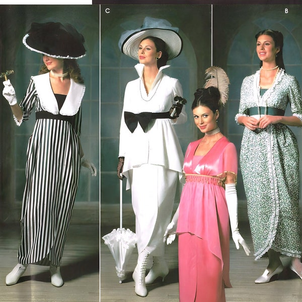 Simplicity Costume 9699 Sewing Pattern Misses Long Length Fancy Empire Waist Dresses and Hat My Fair Lady Pride Prejudice sz 6-12 Uncut