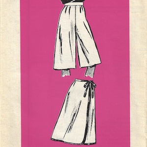May include: A vintage sewing pattern featuring illustrations of a pair of culottes and a wrap skirt. The pattern is printed on a pink background with the text "Printed Pattern" and the number "4730 - SIZE".