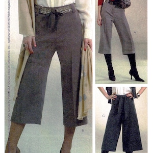 May include: McCall's sewing pattern M5185 featuring three different styles of culottes. The pattern includes sizes AA (6-8-10-12). The image shows the culottes in various colors and fabrics, with the "Easy McCall's Sew News" logo at the top.