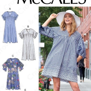 Mccalls M7742 Sewing Pattern for Misses Loose Fitting Dress Front and ...