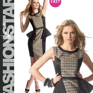 McCalls M6789 Sewing Pattern Misses Fitted Lined Sleeveless Dress with Piping and Peplum Detail Fashion Star Series sz 8-16 Uncut