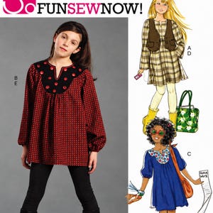 McCalls M5922 Sewing Pattern for Girls Plus Lined Vest Pullover Top or Dresses and Leggings sz 10.5-16.5 Uncut