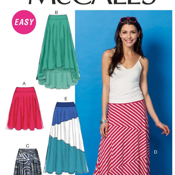 McCalls M6966 Sewing Pattern Misses Set of Knit Skirts with Yoke and Hemline Variations and Seam Detail Option sz XS-M Uncut