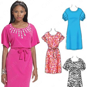 McCalls MP342 Sewing Pattern Misses Pullover Dress with Sleeve Variations Ruffles and Optional Gem Stone Detailing sz 4-12 Uncut