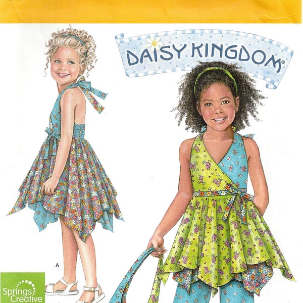 Simplicity 2431 Sewing Pattern Daisy Kingdom Girls Dress Top Capri Pants and Bag sz 3-8 Uncut