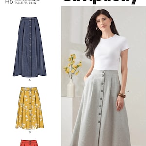 Simplicity S9267 Sewing Pattern Misses Button Front Skirt in Three Lengths sz 6-14 or 16-24 Uncut