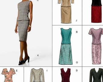 Vogue 2218 Sewing Pattern Misses Fitted Top and Skirt Easy Options sz 6-10 Uncut