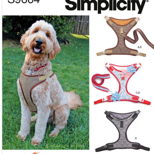 Simplicity S9664 Sewing Pattern for Dog Harness and Leash with Trim Options Uncut