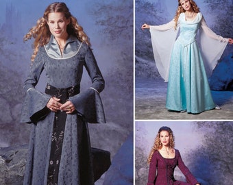 Simplicity 9891 Sewing Pattern Misses Long Gown Halloween Costume Medieval Princess Flare Sleeves sz 6-12 or 14-20 Uncut