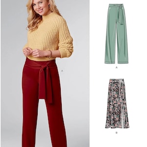 New Look N6709 Sewing Pattern Misses Pull-on Flared Knits Skirt and Straight Leg Pants sz 8-18 Uncut