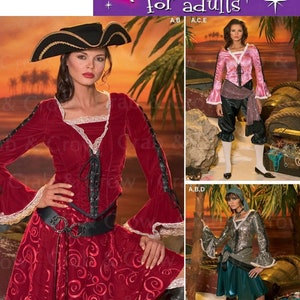 Simplicity 4914 Sewing Pattern Misses Pirate Costume Ruffle Sleeve Top Full Skirt Pants Scarf and Sash sz 6-12 Uncut