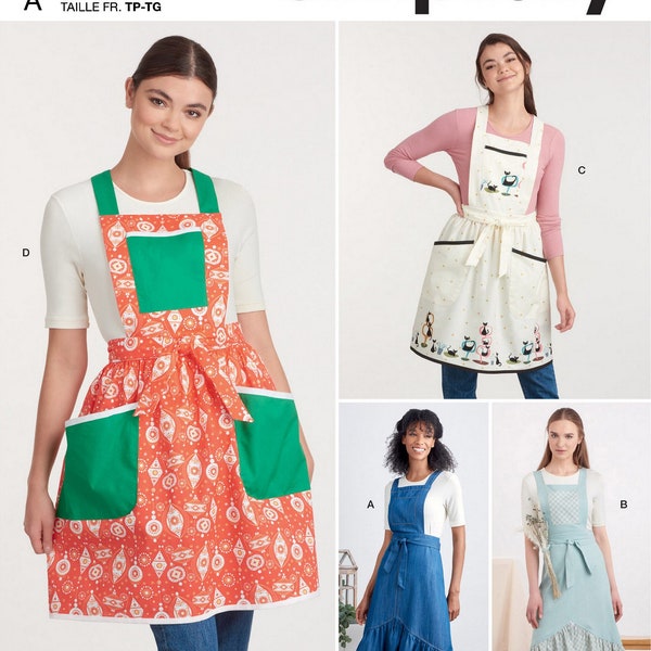Simplicity S9435 Sewing Pattern Misses Bib Style Aprons in Two Lengths sz XS-XL Uncut